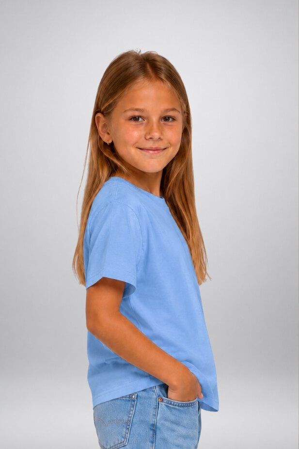 Basic blue T-shirt for girls